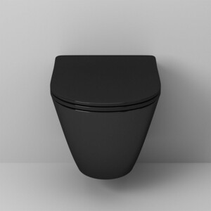 Унитаз подвесной безободковый Grossman с тонким сиденьем микролифт, черный (GR-4411 black S)
