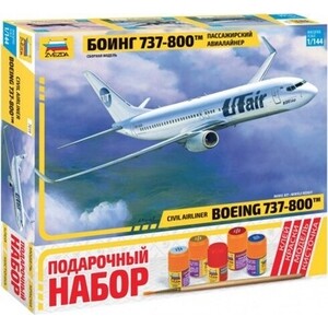 

Сборная модель Звезда Пассажирский авиалайнер Боинг 737 - 800, подарочный набор, масштаб 1:144, ZV - 7019П, Пассажирский авиалайнер Боинг 737 - 800, подарочный набор, масштаб 1:144, ZV - 7019П