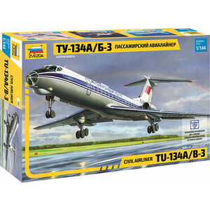 Сборная модель Звезда Пассажирский авиалайнер Ту - 134А/Б - 3, 1/144 - ZV - 7007