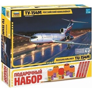 фото Российский авиалайнер ту 154м, подарочный набор, масштаб 1:144, zv звезда