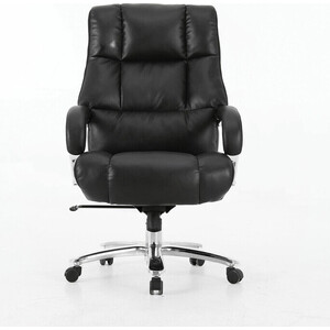 Кресло офисное Brabix Bomer HD-007 рециклированная кожа/хром черное Premium (531939) кресло офисное brabix favorite ex 577 пружинный блок рециклированная кожа черное premium 531934