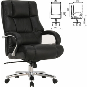 Кресло офисное Brabix Bomer HD-007 рециклированная кожа/хром черное Premium (531939)
