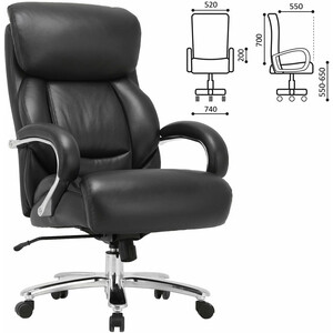 Кресло офисное Brabix Pride HD-100 натуральная кожа черное Premium (531940) кресло офисное brabix magnum ex 701 дерево рециклированная кожа черное 531827