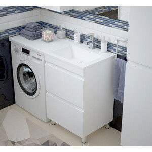 Мебель для ванной Corozo Альтаир 57 (120R) напольная, под стиральную машинку, белая