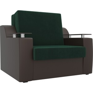 Кресло-кровать аккордеон АртМебель Сенатор велюр зеленый экокожа коричневый (80) кресло кровать артмебель берли велюр зеленый