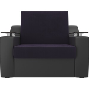 Кресло-кровать АртМебель Сенатор велюр фиолетовый экокожа черный (60)