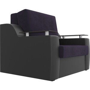 Кресло-кровать АртМебель Сенатор велюр фиолетовый экокожа черный (60)