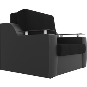 Кресло-кровать АртМебель Сенатор велюр черный экокожа черный (60)
