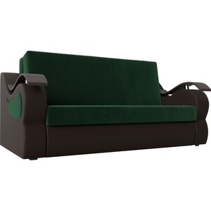 Прямой диван АртМебель Меркурий велюр зеленый экокожа коричневый (160) кресло кровать артмебель меркурий велюр бирюза экокожа коричневый 60