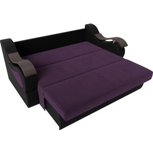 Прямой диван АртМебель Меркурий велюр фиолетовый экокожа черный (120)
