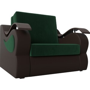 Кресло-кровать АртМебель Меркурий велюр зеленый экокожа коричневый (80) кресло кровать аккордеон артмебель сенатор велюр бирюза экокожа коричневый 80