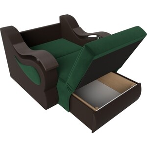 Кресло-кровать АртМебель Меркурий велюр зеленый экокожа коричневый (80)