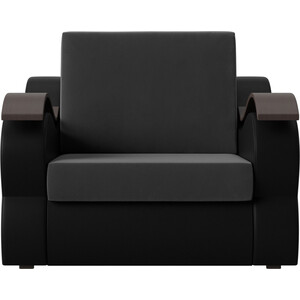 Кресло-кровать АртМебель Меркурий велюр серый экокожа черный (80)