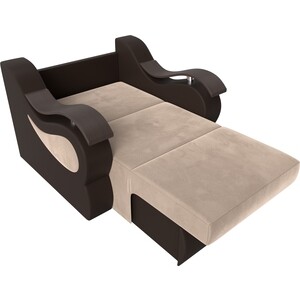 Кресло-кровать АртМебель Меркурий велюр бежевый экокожа коричневый (60)