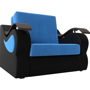 фото Кресло-кровать артмебель меркурий велюр голубой экокожа черный (60)