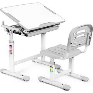фото Комплект мебели (столик + стульчик) mealux evo-06 grey столешница белая/пластик серый