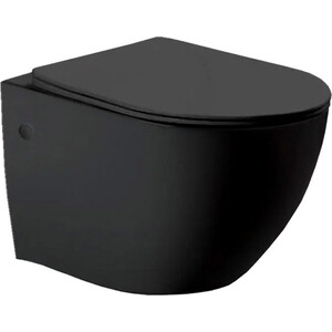 Унитаз подвесной безободковый Vincea Globo с тонким сиденьем микролифт, черный матовый (VT1-14MB) подвесной унитаз globo daily das03bi