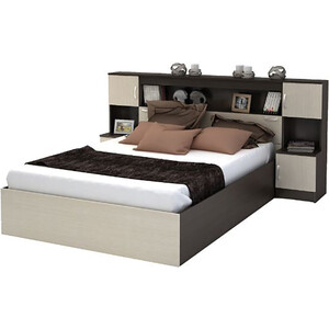 Кровать с прикроватным блоком Ника Басса КР-552 венге/белфорд