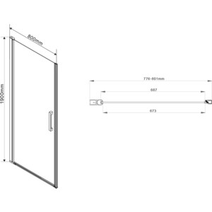 Душевая дверь Vincea Orta VPP-1O 80x190 левая, рифленная Шиншилла, хром (VPP-1O800CH-L)