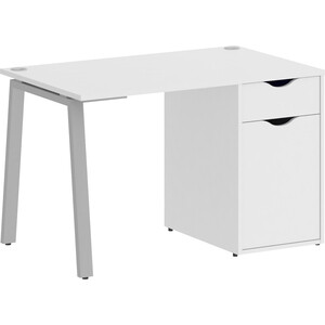 Стол письменный Riva Home Office VR.SP-3-118.1.A белый бриллиант/серый металл 118x72x75