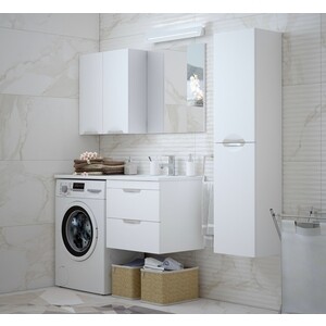 Мебель для ванной Corozo Алиот 120 правая, подвесная, под стиральную машину, белая