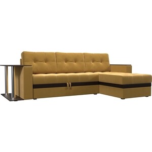 фото Угловой диван мебелико атланта м микровельвет желтый правый угол