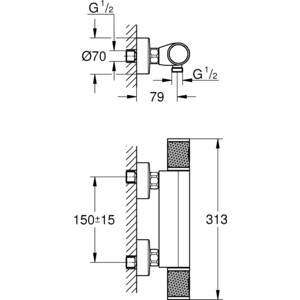 Термостат для душа Grohe Grohtherm 1000 Performance с душевым гарнитуром, хром (34776000, 27389002)