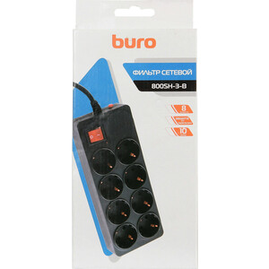 Сетевой фильтр Buro 800SH-3-B 3м (8 розеток) черный