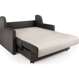 фото Шарм-дизайн диван-кровать аккорд д 100 экокожа шоколад и шенилл беж