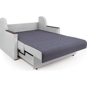 Диван-кровать Шарм-Дизайн Аккорд Д 140 серая рогожка и экокожа белая