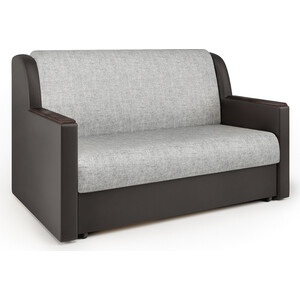 фото Шарм-дизайн диван-кровать аккорд д 140 экокожа шоколад и серый шенилл