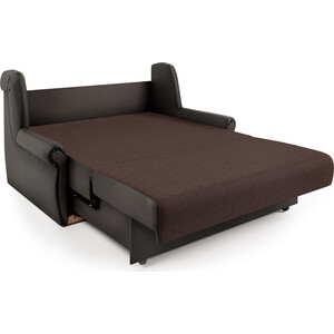 Диван-кровать Шарм-Дизайн Аккорд М 120 рогожка шоколад и экокожа шоколад
