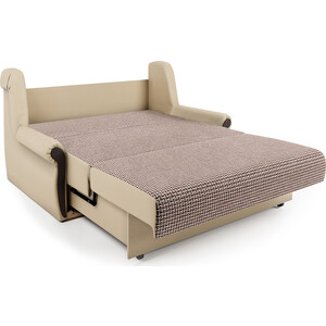 Диван-кровать Шарм-Дизайн Аккорд М 140 Корфу коричневый и экокожа беж