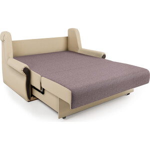 Диван-кровать Шарм-Дизайн Аккорд М 140 рогожка латте и экокожа беж
