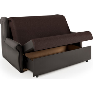 фото Шарм-дизайн диван-кровать аккорд м 140 рогожка шоколад и экокожа шоколад