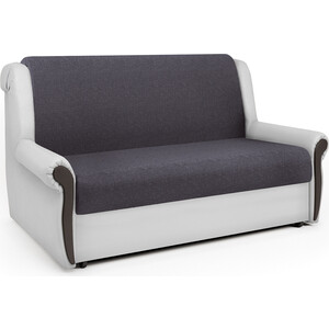 фото Шарм-дизайн диван-кровать аккорд м 140 серая рогожка и экокожа белая