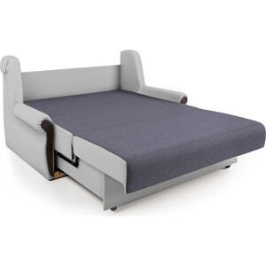 Диван-кровать Шарм-Дизайн Аккорд М 140 серая рогожка и экокожа белая