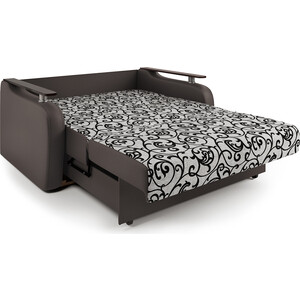 Диван-кровать Шарм-Дизайн Гранд Д 120 экокожа шоколад и узоры