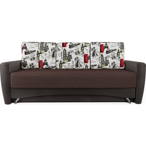 фото Шарм-дизайн диван-кровать опера 130 велюр париж и экокожа шоколад