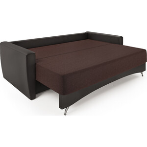 фото Шарм-дизайн диван-кровать опера 130 велюр париж и экокожа шоколад