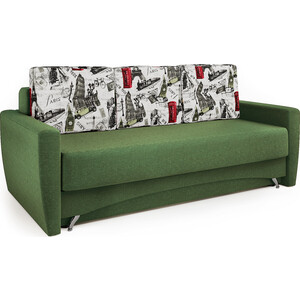 Диван-кровать Шарм-Дизайн Опера 130 зеленая рогожка и Париж наполнитель бумажный зеленая липа 50 г