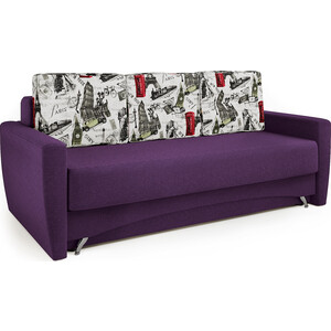 Диван-кровать Шарм-Дизайн Опера 130 фиолетовая рогожка и Париж фотообои париж m 271 2 полотна 200х270 см