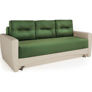 Диван-кровать Шарм-Дизайн Опера 130 экокожа беж и зеленая рогожка наполнитель бумажный зеленая липа 50 г