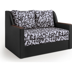 Диван-кровать Шарм-Дизайн Дуэт экокожа черный и узоры диван п образный артмебель венеция экокожа