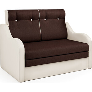 фото Шарм-дизайн диван-кровать классика в экокожа беж и рогожка
