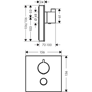 Термостат для душа Hansgrohe ShowerSelect Glass с механизмом, белый/хром (15735400, 01800180)