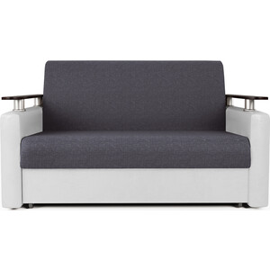 фото Шарм-дизайн диван-кровать шарм 100 серая рогожка и экокожа белая