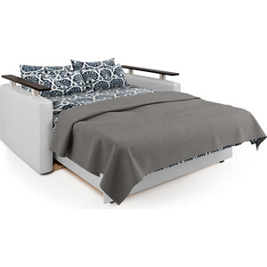 фото Шарм-дизайн диван-кровать шарм 100 серая рогожка и экокожа белая