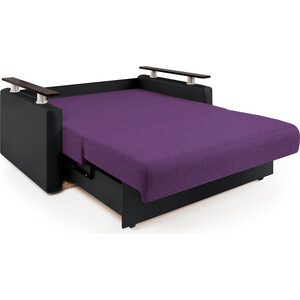 фото Шарм-дизайн диван-кровать шарм 140 фиолетовая рогожка и черная экокожа