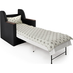 Кресло-кровать Шарм-Дизайн Соло экокожа черный и серая рогожка